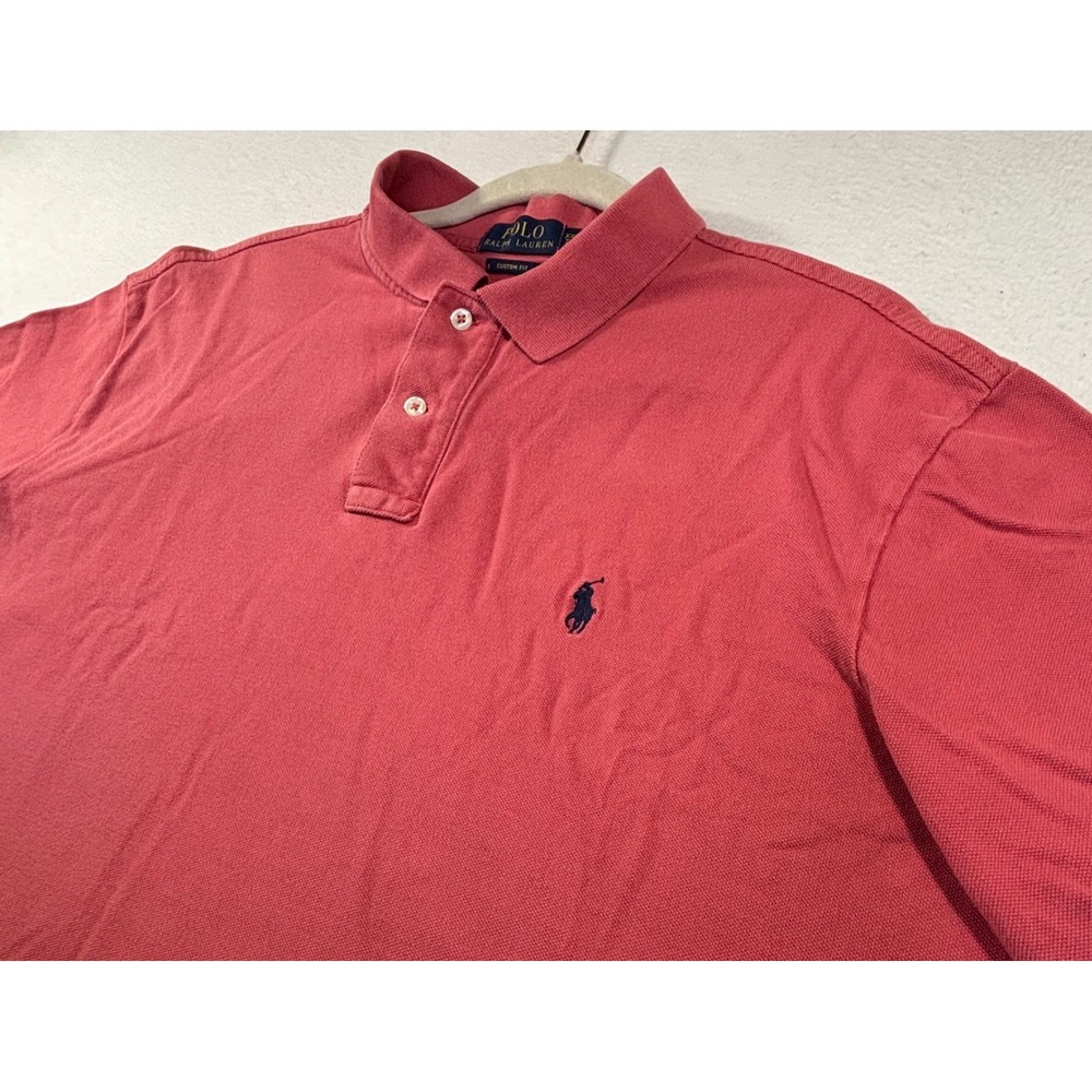 Polo Ralph Lauren Mens XXL Custom Fit Salmon Pink Short Sleeve Pique Polo Shirt